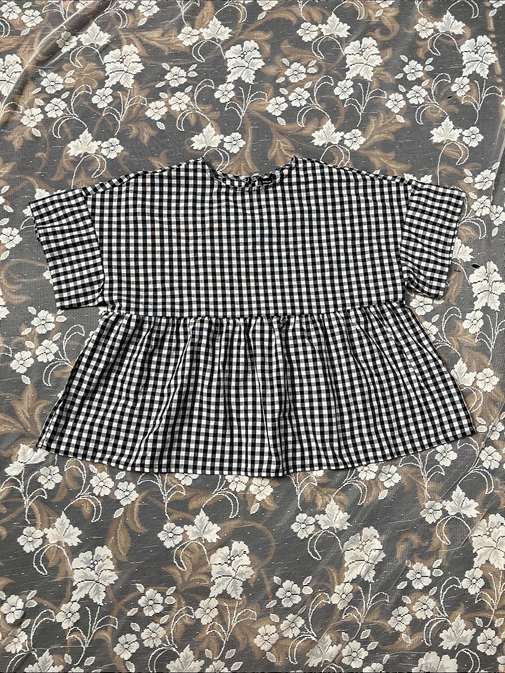 Black & White Gingham Peplum Top